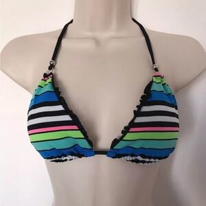 Vitamin A Multi Color Stripe Reversible Bikini Top Size M